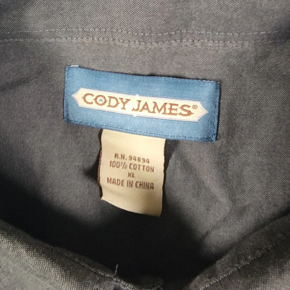 Cody James Western Shirt Mens XL Gray Solid Long Sleeve Cotton Button Down